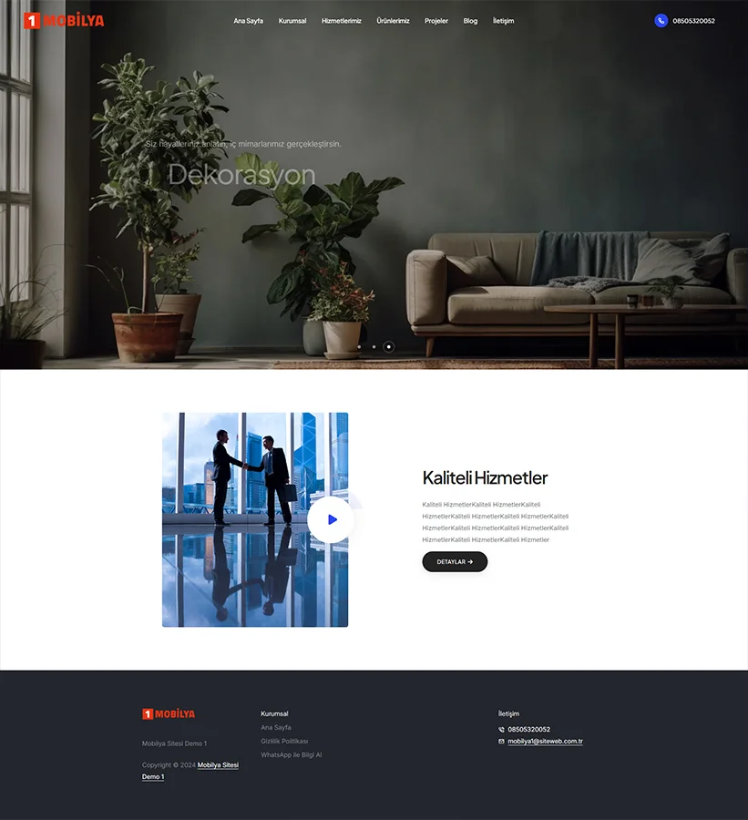 Mobilya 1 Web Sitesi Tasarımı	